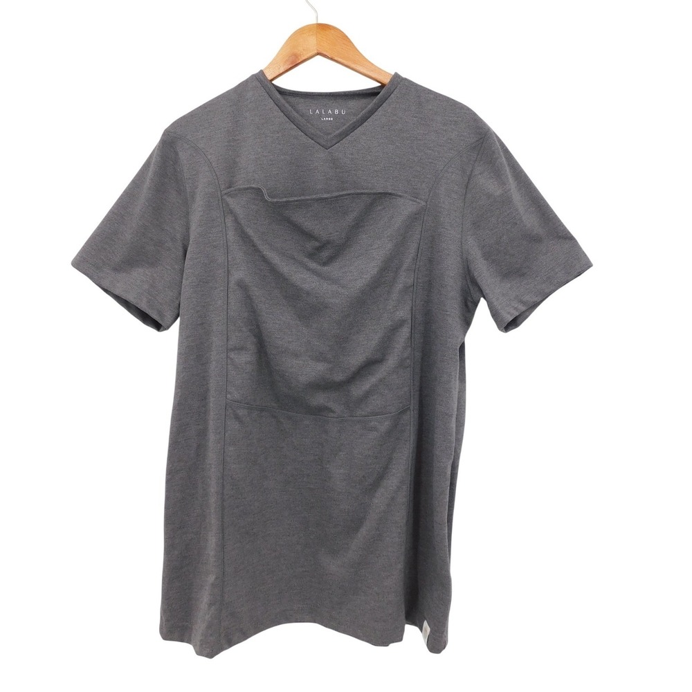 Lalabu Dad Shirt Baby Pouch Tee Heather Gray Mens Large Short Sleeve